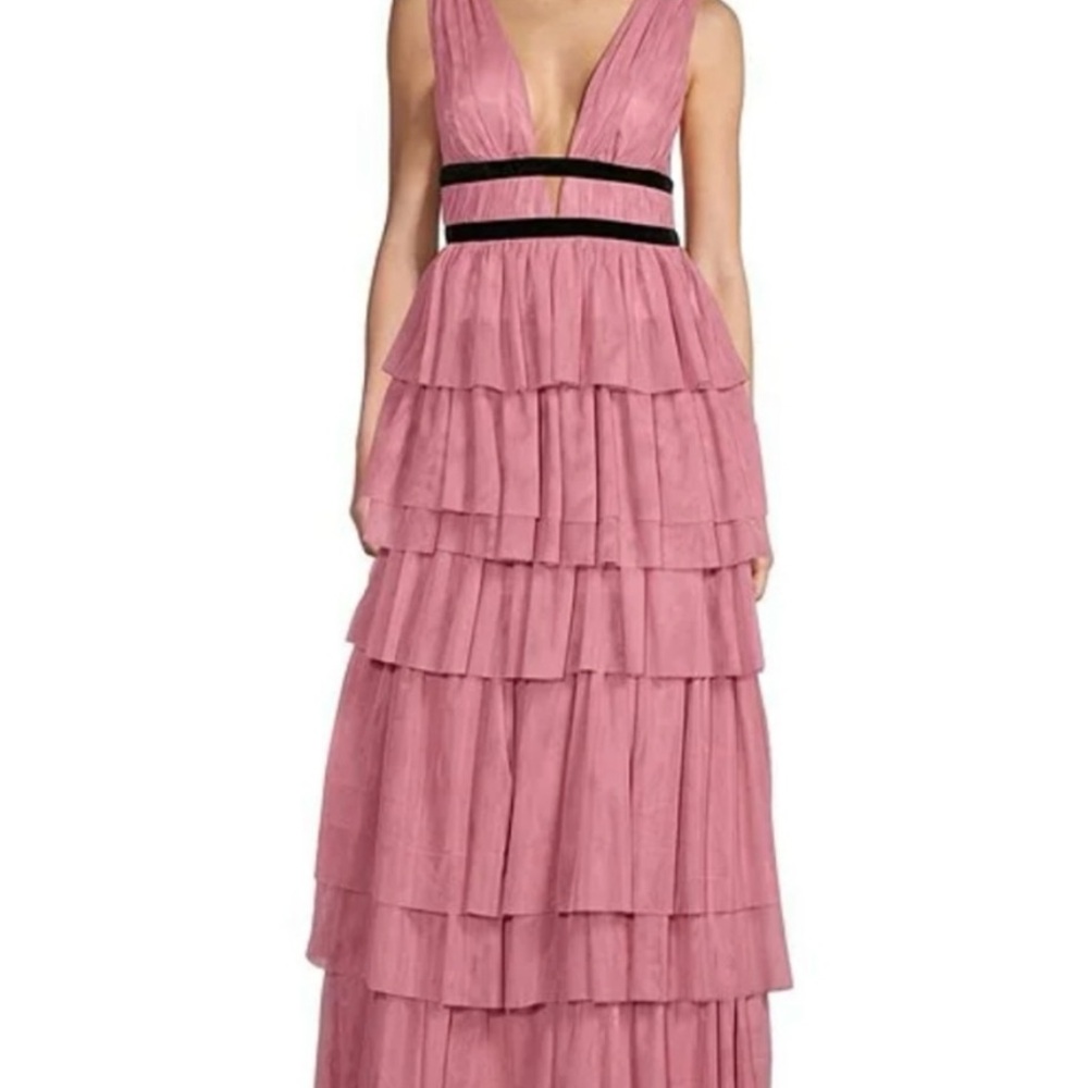 Chic Pink Layered Evening Gown